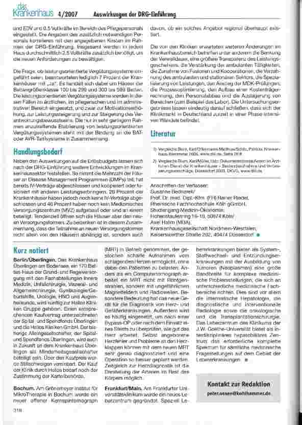 Vorschauseite 3: Auswirkungen der DRG-Einführung auf das Controlling in Krankenhäusern