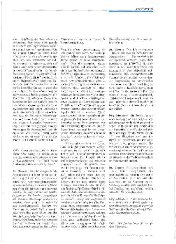 Vorschauseite 4: Arzneimittel: Fälschungen ein Problem?