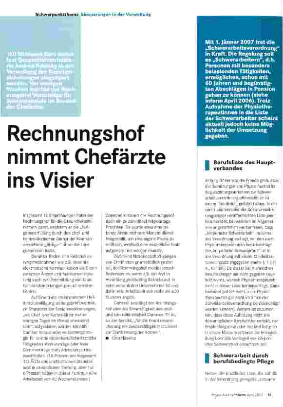 Vorschauseite 1: Rechnungshof nimmt Chefärzte ins Visier