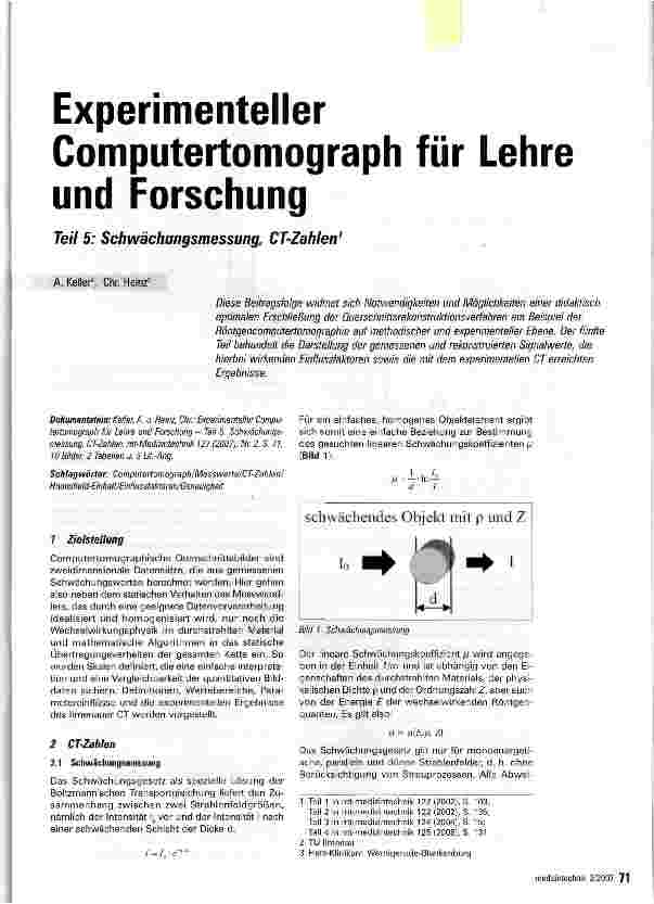 Vorschauseite 1: Experimenteller Computertomograph für Lehre und Forschung