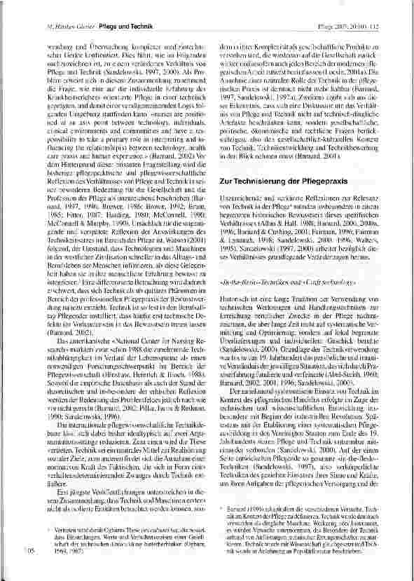 Vorschauseite 3: Pflege und Technik - Annäherung an ein spannungsreiches Verhältnis Zum gegenwärtigen Stand der internationalen Diskussion