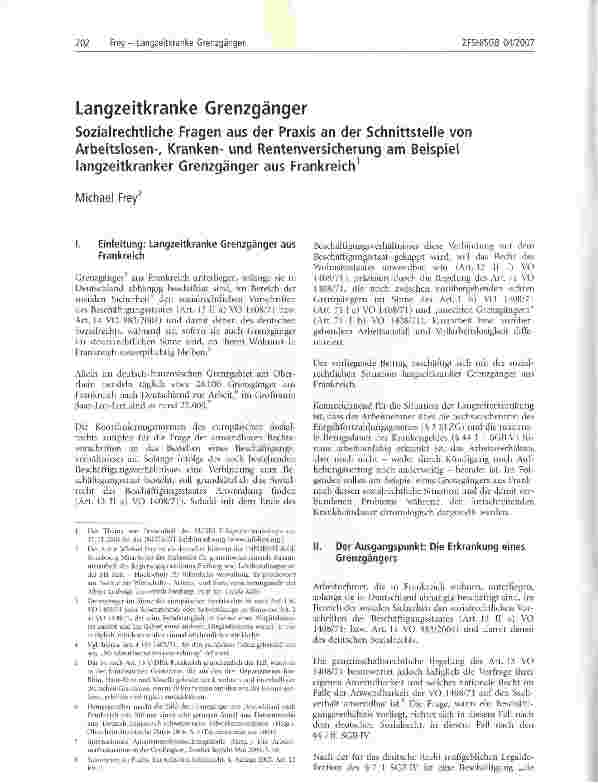 Vorschauseite 1: Langzeitkranke Grenzgänger
