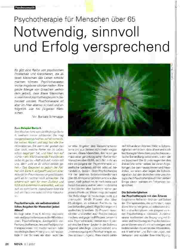 Vorschauseite 1: Psychotherapie für Menschen über 65 - Notwendig, sinnvoll und Erfolg versprechend
