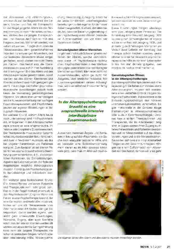 Vorschauseite 2: Psychotherapie für Menschen über 65 - Notwendig, sinnvoll und Erfolg versprechend