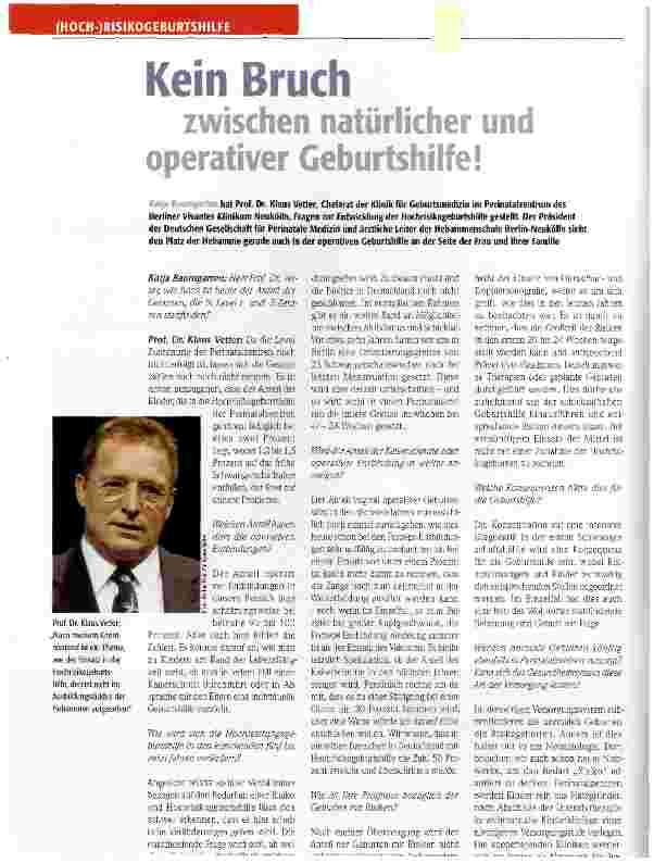 Vorschauseite 1: Kein Bruch zwischen natürlicher und operativer Geburtshilfe!