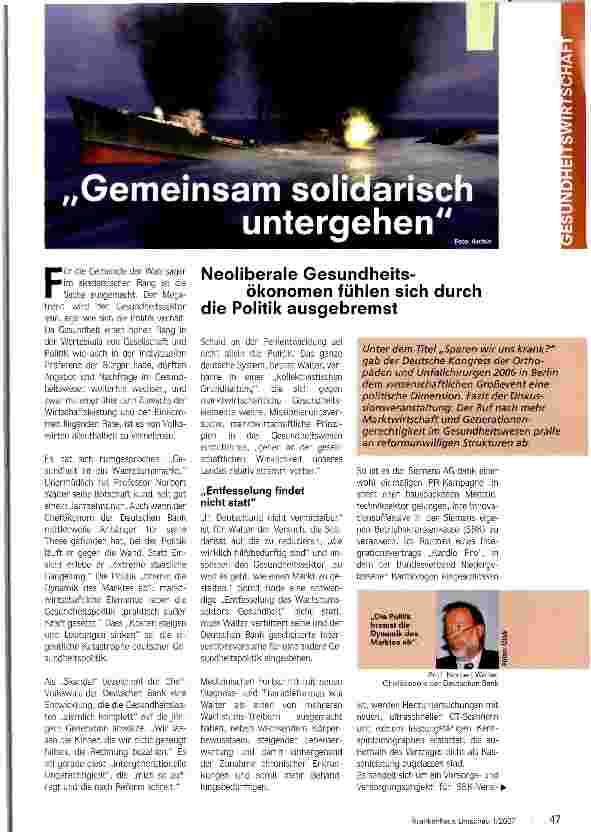 Vorschauseite 1: Gemeinsam solidarisch untergehen