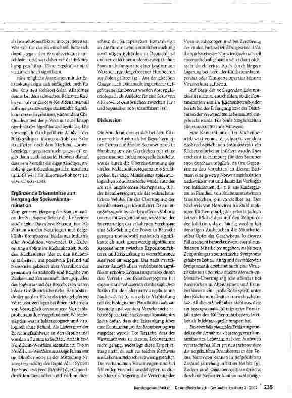 Vorschauseite 6: Tiefkühlfrüchte als Risikofaktor für Gastroenteritis-Ausbrüche durch Noroviren