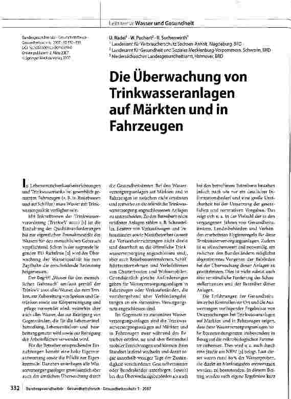 Vorschauseite 1: Die Überwachung von Trinkwasseranlagen auf Märkten und in Fahrzeugen