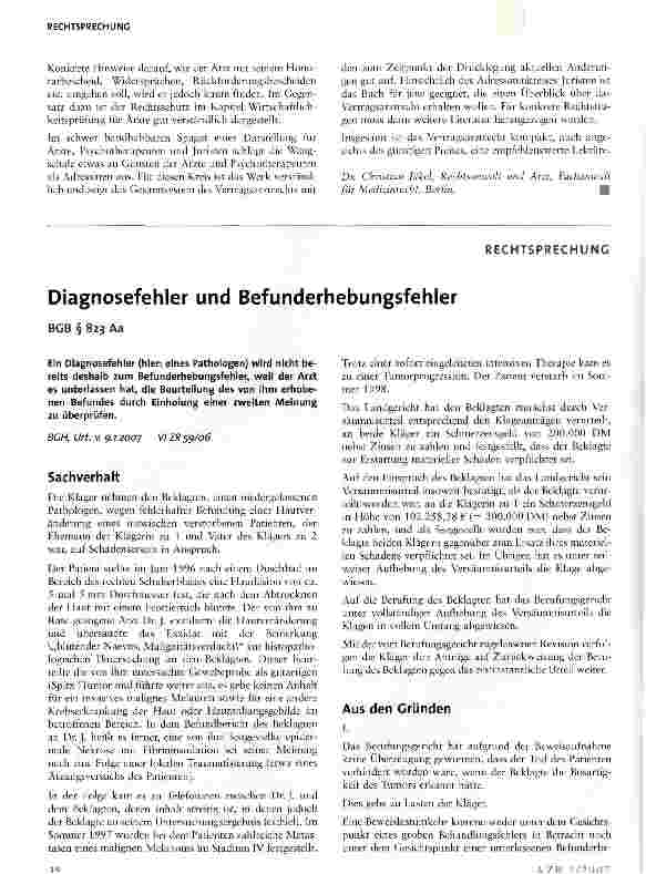 Vorschauseite 1: Diagnosefehler und Befunderhebungsfehler