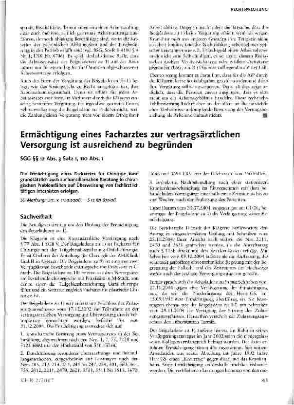 Vorschauseite 4: Bereitschaftsärzte im Werksärztedienst sind sozialversicherungspflichtig