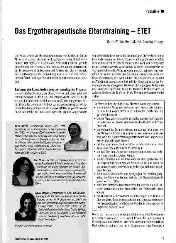 Vorschauseite 1: Das Ergotherapeutische Elterntraining - ETET