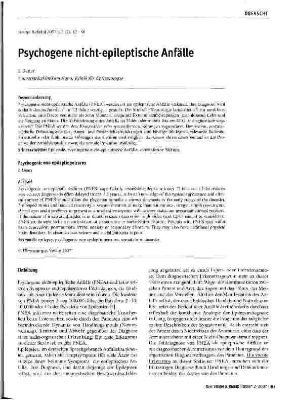 Vorschauseite 1: Psychogene nicht-epileptische Anfälle