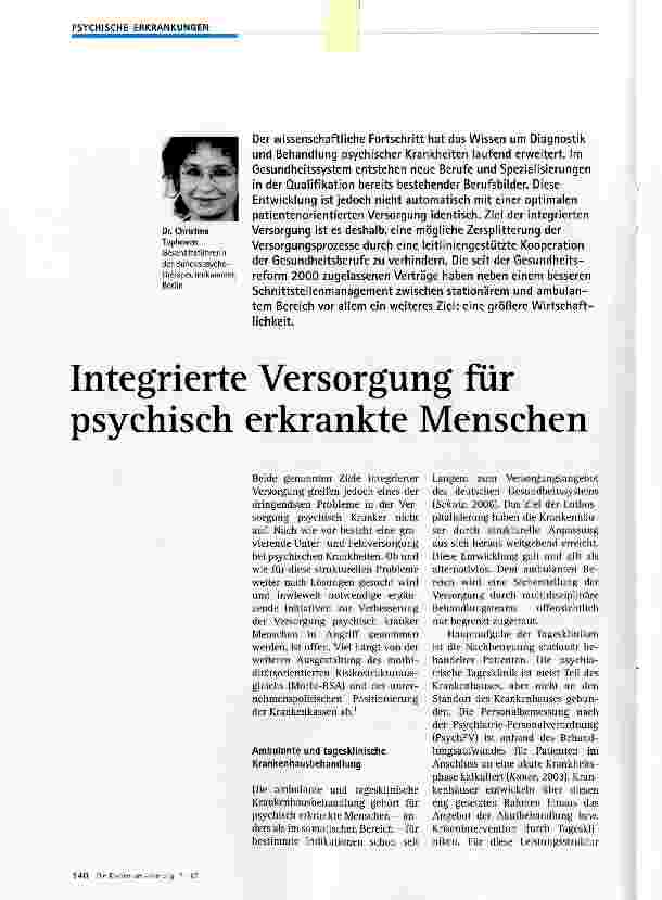 Vorschauseite 1: Integrierte Versorgung für psychisch erkrankte Menschen