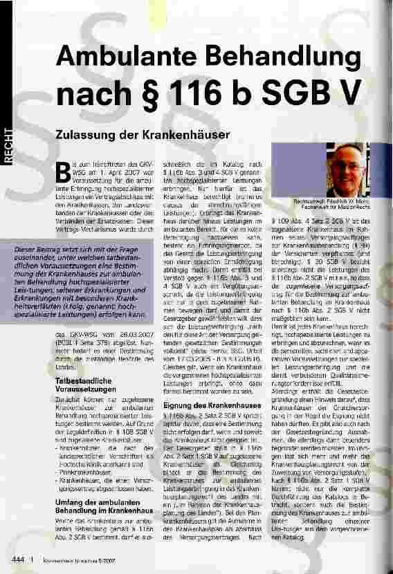 Vorschauseite 1: Ambulante Behandlung nach § 116 bSGBV