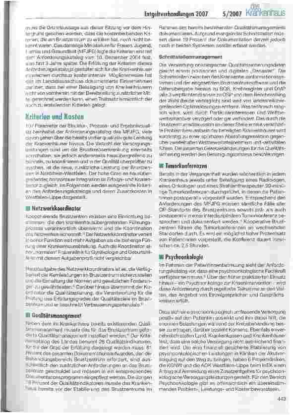 Vorschauseite 3: Entgeltverhandlungen 2007 - folgt das Geld der Qualität?