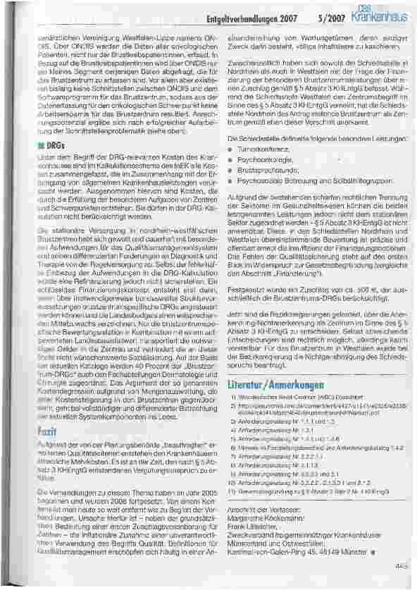 Vorschauseite 5: Entgeltverhandlungen 2007 - folgt das Geld der Qualität?