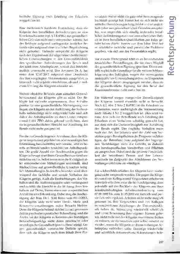 Vorschauseite 4: Zur Erlaubnis zur Führung der Berufsbezeichnung Krankenschwester