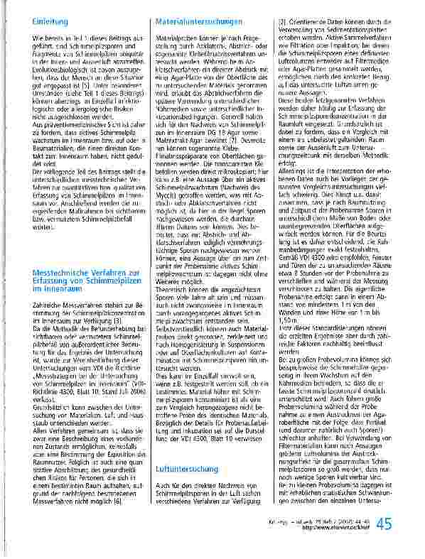 Vorschauseite 2: Schimmelpilze im Innenraum: Was ist zu tun?