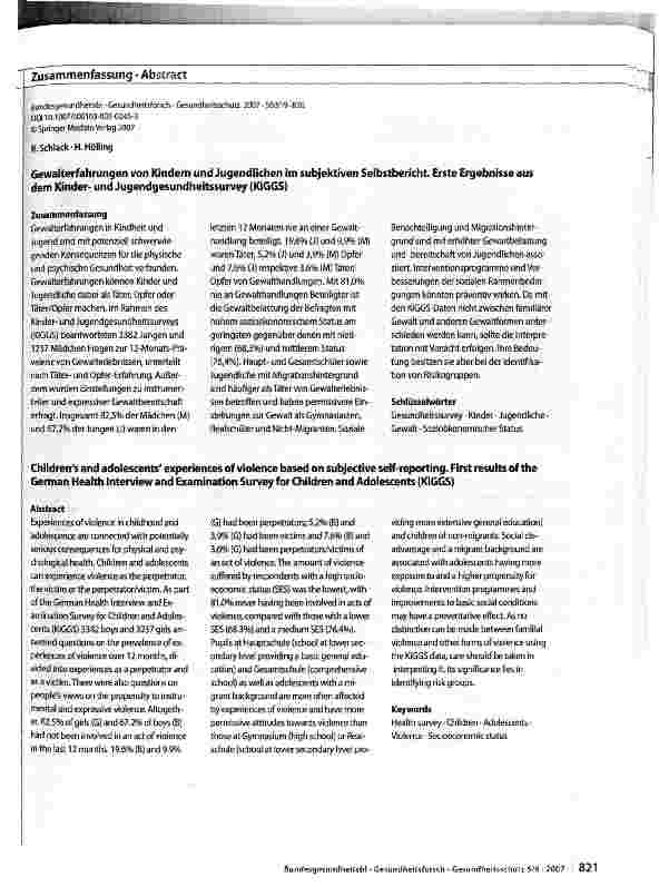Vorschauseite 3: Gewalterfahrungen von Kindern und Jugendlichen im subjektiven Selbstbericht