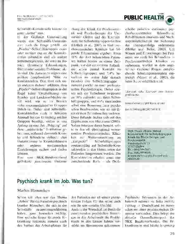 Vorschauseite 2: Selbsthilfegruppen für psychisch und psychosomatisch Kranke