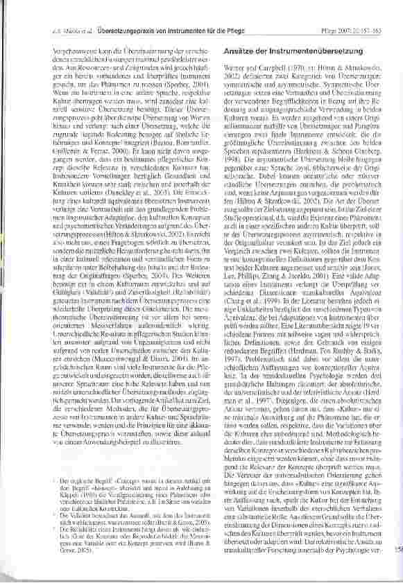 Vorschauseite 2: Prinzipien und Methoden einer wissenschaftlich akkuraten Übersetzungspraxis von Instrumenten für Forschung und direkte Pflege