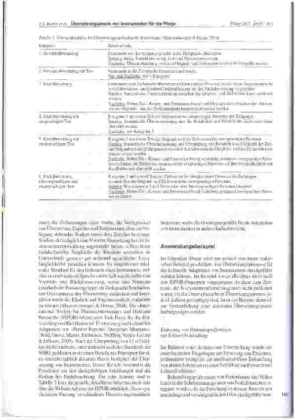 Vorschauseite 4: Prinzipien und Methoden einer wissenschaftlich akkuraten Übersetzungspraxis von Instrumenten für Forschung und direkte Pflege