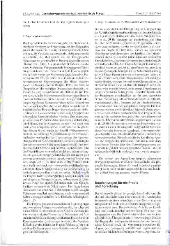 Vorschauseite 6: Prinzipien und Methoden einer wissenschaftlich akkuraten Übersetzungspraxis von Instrumenten für Forschung und direkte Pflege