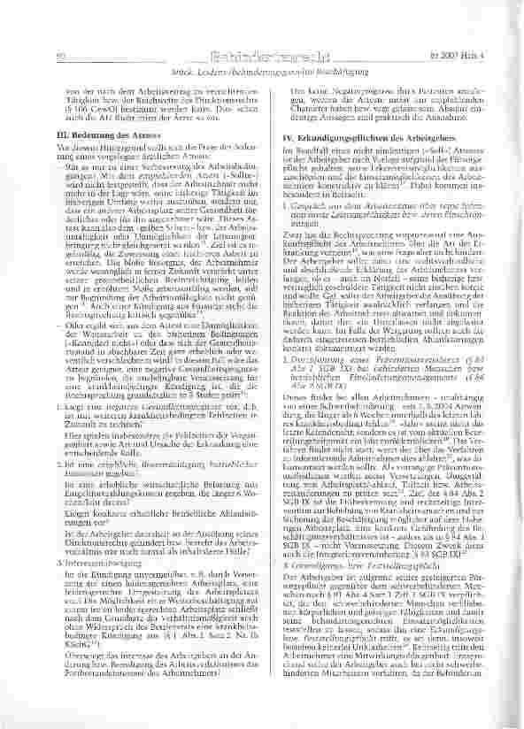 Vorschauseite 2: Leidens-/behinderungs-gerechte Beschäftigung im Spiegel aktueller Rechtsprechung
