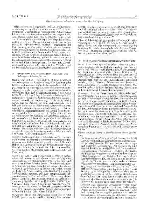 Vorschauseite 5: Leidens-/behinderungs-gerechte Beschäftigung im Spiegel aktueller Rechtsprechung