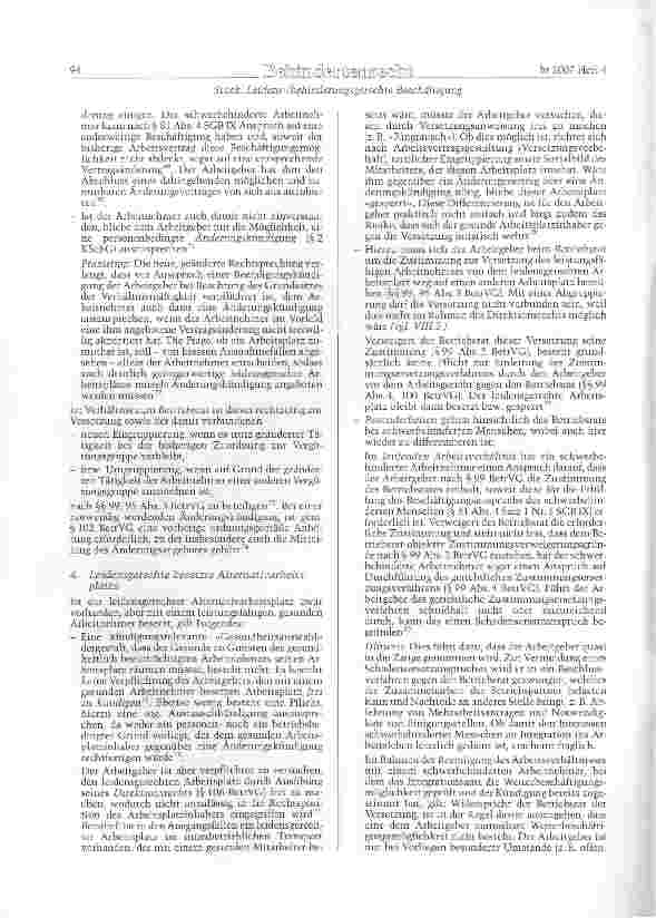 Vorschauseite 6: Leidens-/behinderungs-gerechte Beschäftigung im Spiegel aktueller Rechtsprechung