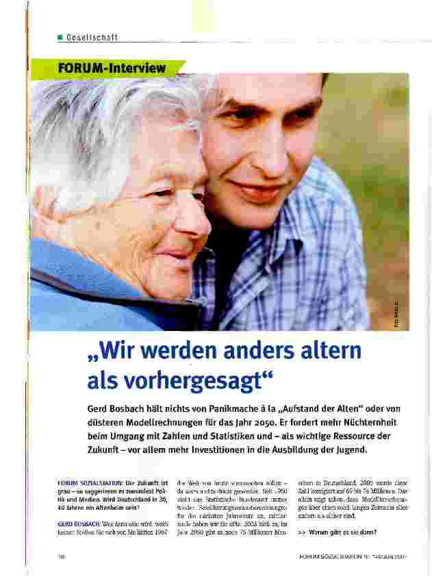 Vorschauseite 1: Wir werden anders altern als vorhergesagt