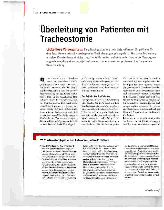 Vorschauseite 1: Überleitung von Patienten mit Tracheostomie