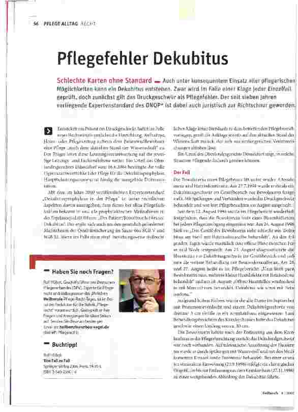 Vorschauseite 1: Pflegefehler Dekubitus