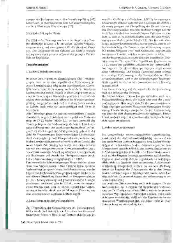 Vorschauseite 6: Rehabilitation leichter bis mittelschwerer Gedächtnisdefizite - mehr Therapie hilft deutlich mehr, aberweiche, wie und warum?