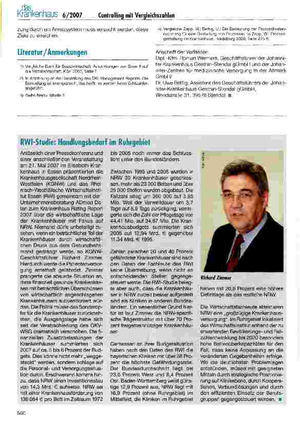 Vorschauseite 5: Krankenhaus Genthin-Stendal Controlling mit Vergleichszahlen im Johanniter