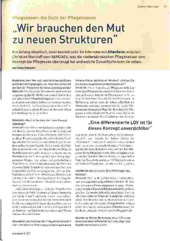 Vorschauseite 1: Wir brauchen den Mut zu neuen Strukturen