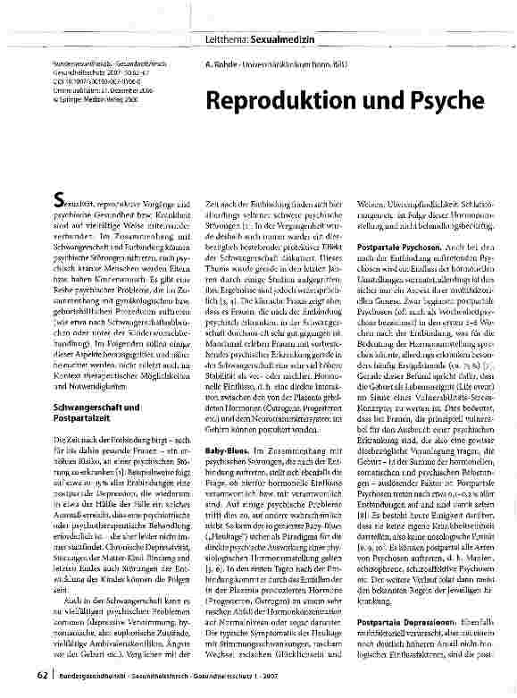 Vorschauseite 1: Reproduktion und Psyche