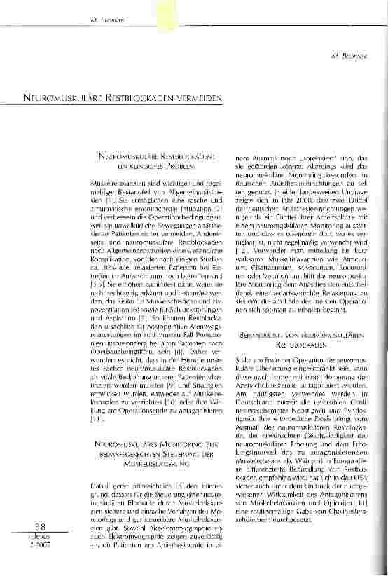 Vorschauseite 1: Neuromuskuläre Restblockaden vermeiden