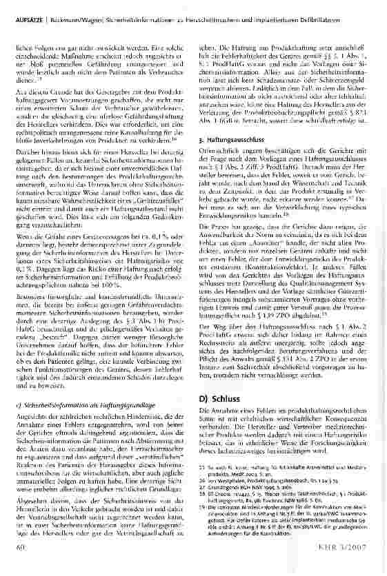 Vorschauseite 4: Sicherheitsinformationen zu Herzschrittmachern und implantierbaren Defibrillatoren im Lichte der Produzenten-und Produkthaftung