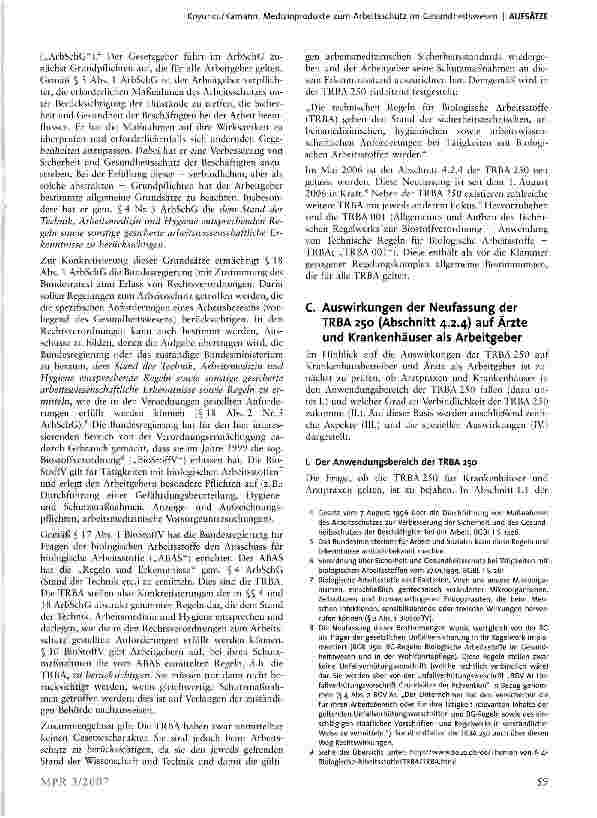 Vorschauseite 3: Medizinprodukte zum Arbeitsschutz im Gesundheitswesen - die Folgen der Neufassung der TRBA 250 für Krankenhäuser und Arztpraxen