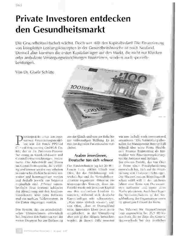 Vorschauseite 1: Private Investoren entdecken den Gesundheitsmarkt