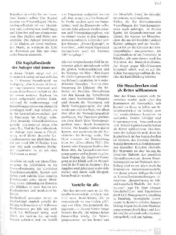 Vorschauseite 2: Private Investoren entdecken den Gesundheitsmarkt
