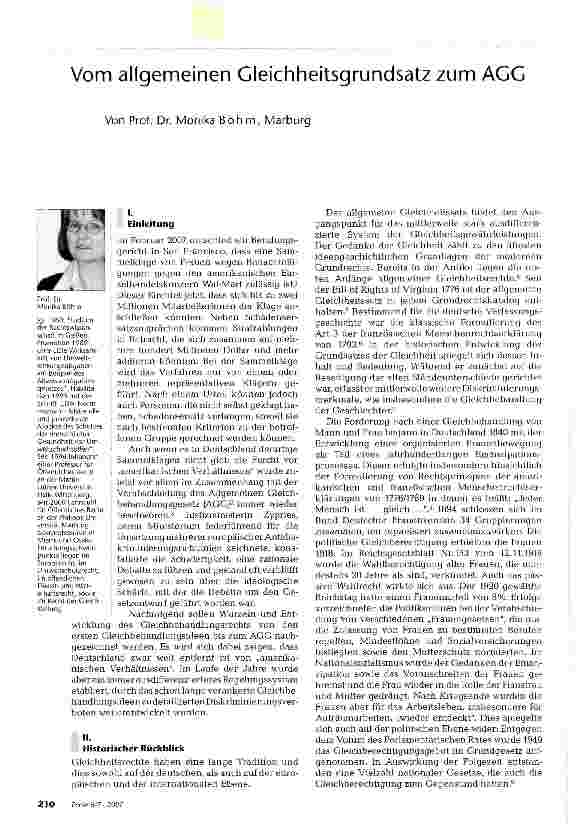 Vorschauseite 1: Vom allgemeinen Gleichheitsgrundsatz zum AGG
