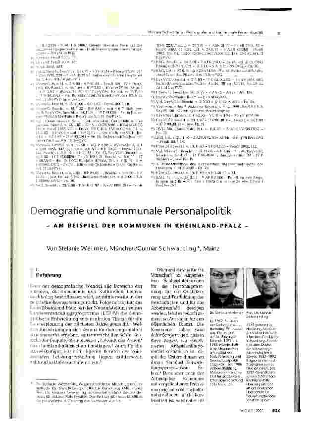 Vorschauseite 1: Demografie und kommunale Personalpolitik