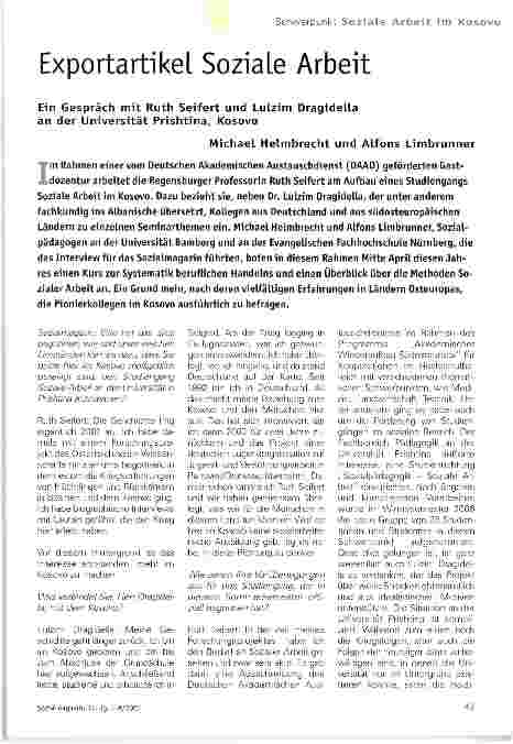 Vorschauseite 1: Exportartikel Soziale Arbeit