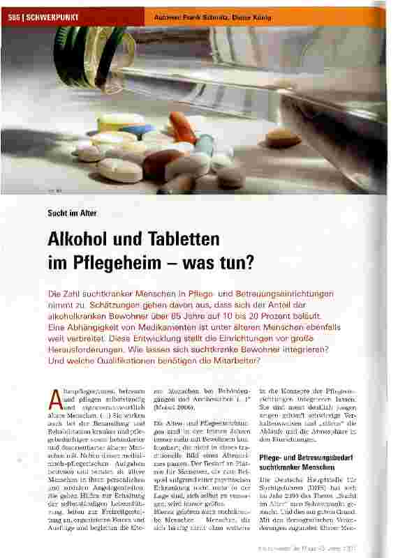 Vorschauseite 1: Alkohol und Tabletten im Pflegeheim - was tun?
