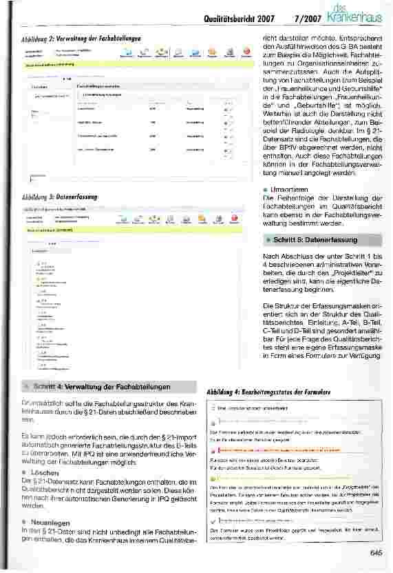 Vorschauseite 6: Aktuelles zum gesetzlichen Qualitätsbericht 2007