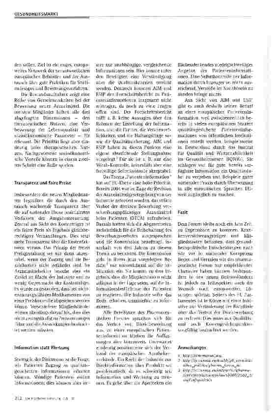 Vorschauseite 2: Europäische Arzneimittelpolitik