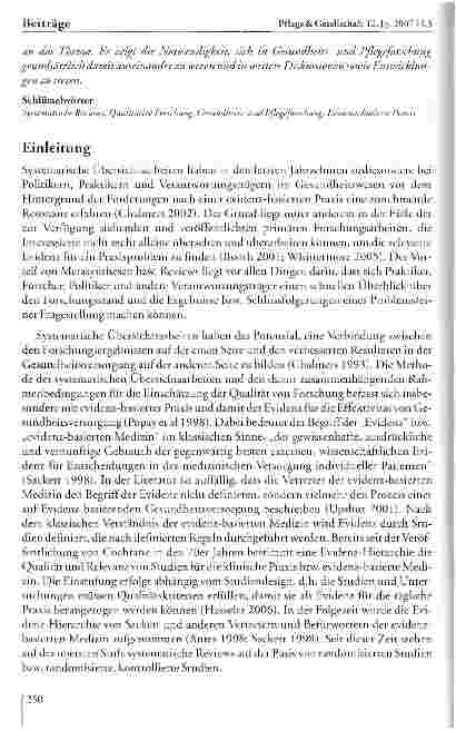 Vorschauseite 2: Systematische Übersichtsarbeiten in qualitativer Gesundheitsund Pflegeforschung - eine erste Annäherung