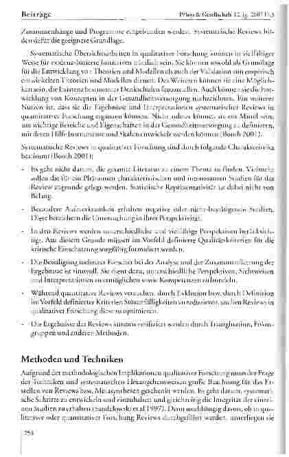 Vorschauseite 6: Systematische Übersichtsarbeiten in qualitativer Gesundheitsund Pflegeforschung - eine erste Annäherung